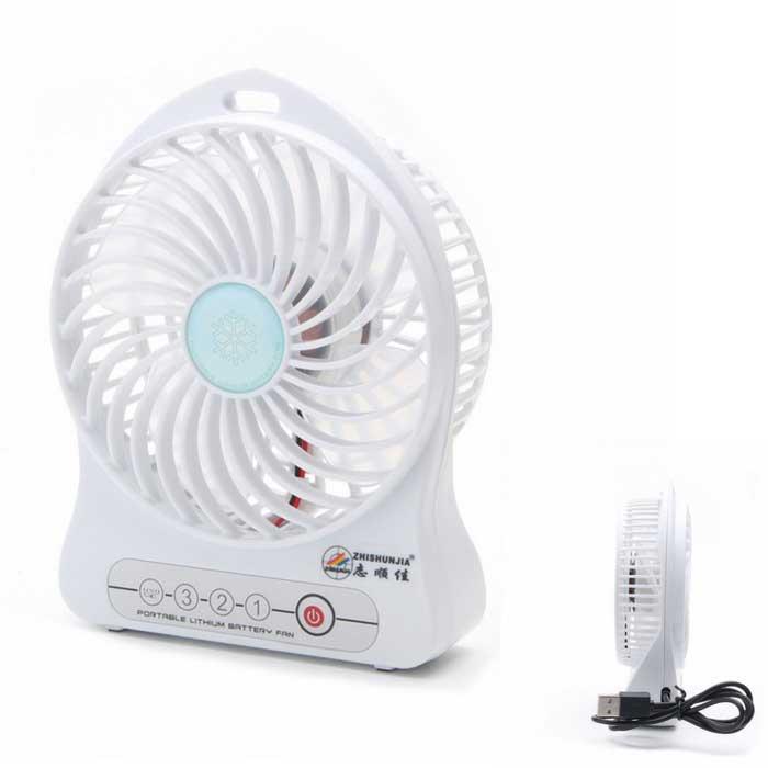 Rechargeable Mini USB Portable Desk Fan - White