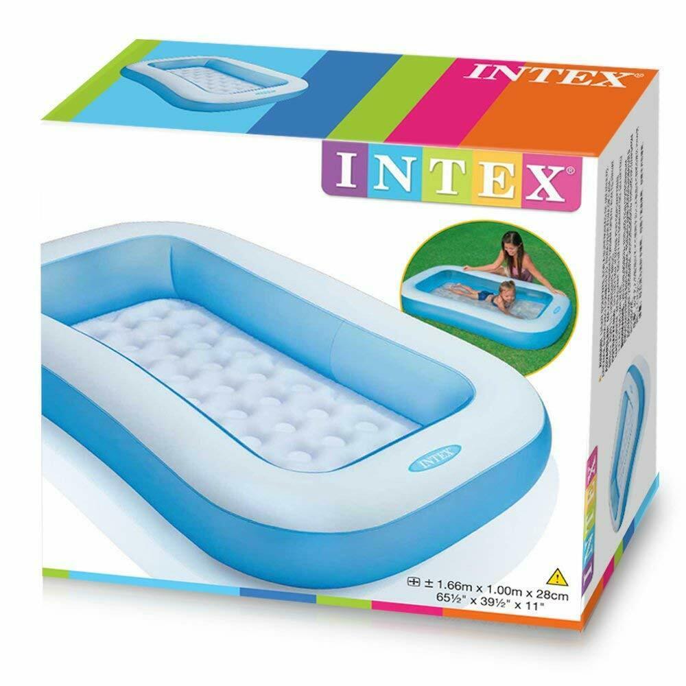 badgeIntex 57403Np Large Rectangular Baby Pool With Inflatable Floor (166Cm X 100Cm X 28Cm)- Blue