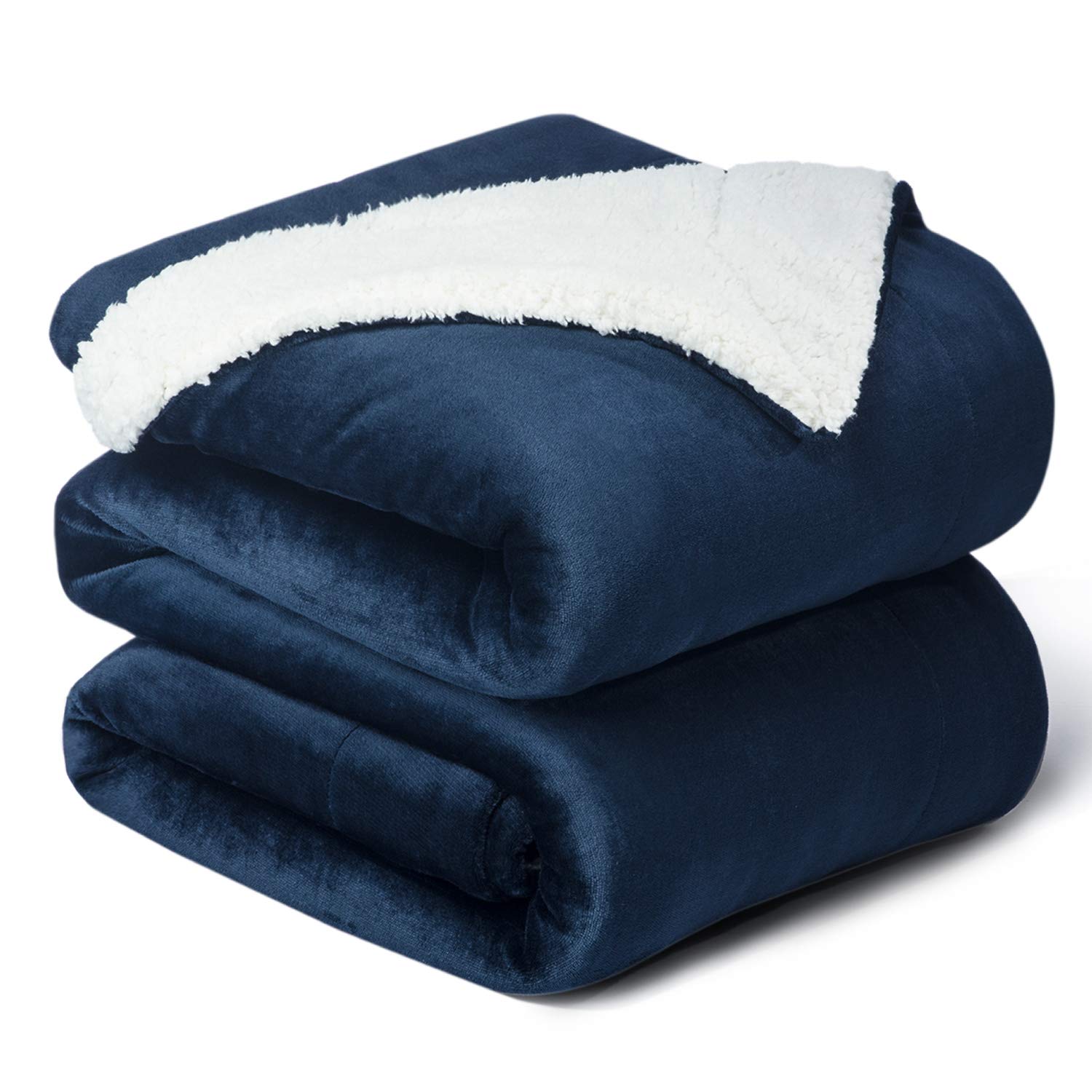 Bedsure Sherpa Fleece Throw Blanket for Couch - Navy Blue Thick Fuzzy Warm Soft Blankets and Throws for Sofa, 50x60 Inches