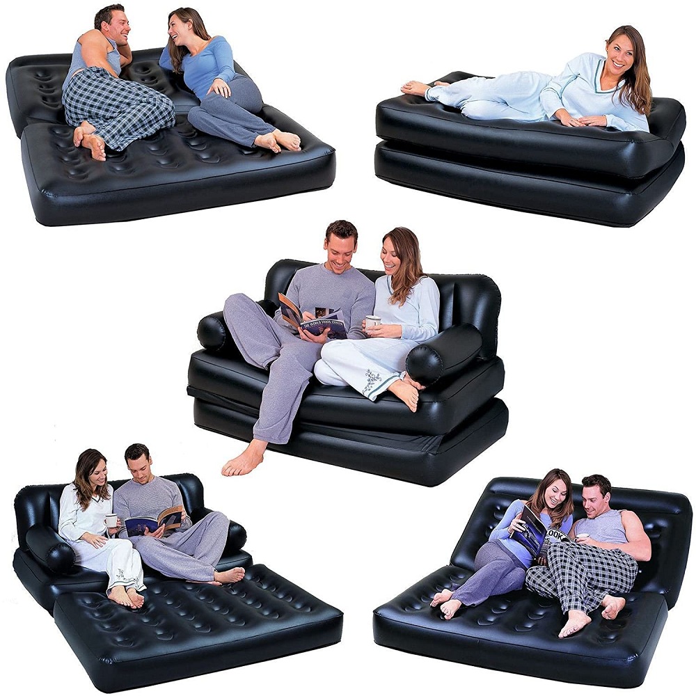 Bestway Brand Air Inflatable 5 In 1 Double Sofa Cum Bed with Free Electric Auto Pumper