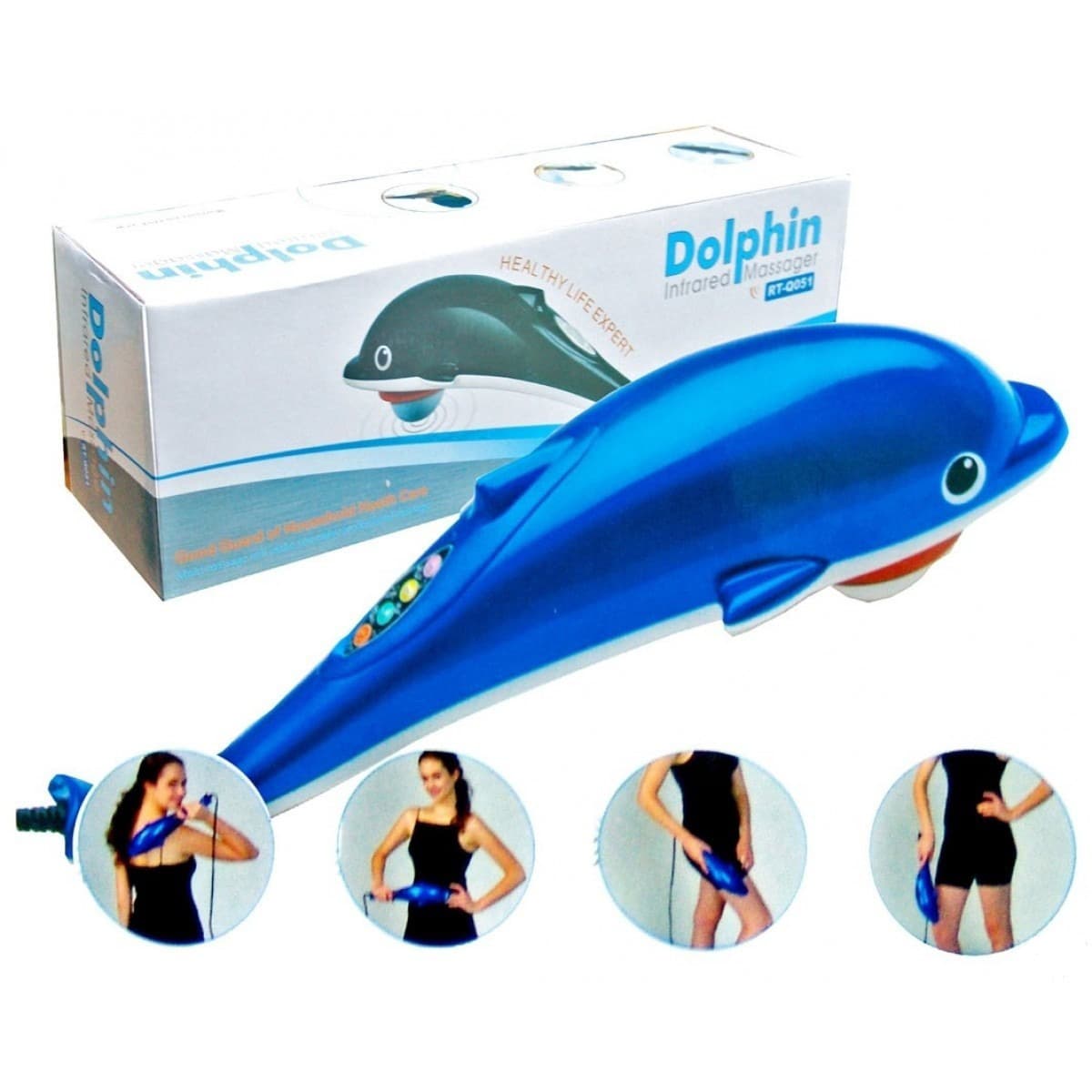 Dolphin Body Massager - Electric Dolphin Massager, Massage Hammer Vibration Infrared Stick Roller Cervical Body Relaxation