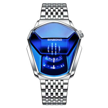 Fashion Men Watch Creative Dila Geometric Shape Cool Locomotive Men Stainless Steel Strap Quartz Watch