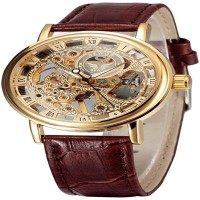 Nakid Jali Artificial Leather Wrist Watch for Men Brown