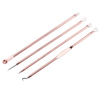 badgeMonja 4Pcs/Set Blackhead Remover Cleaning Tool Blemish Blackhead Comedone Acne Extractor Remover Tool Needles