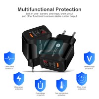 DoomHot Quick Chargers Phone Charger Digital Display Charge 20W PD 3.0 USB Charger 5V 4A Max Widely Samsung Realme Chargers Wall Phone Charger EU Plug