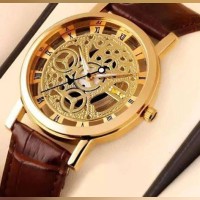 Nakid Jali Artificial Leather Wrist Watch for Men Brown