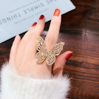 Women Butterfly Ring Vintage Alloy Butterfly Knuckle Ring Rhinestone Finger Ring luxury shiny