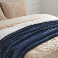 Bedsure Sherpa Fleece Throw Blanket for Couch - Navy Blue Thick Fuzzy Warm Soft Blankets and Throws for Sofa, 50x60 Inches