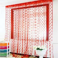 Love Heart String Curtain Window Door Divider Sheer Curtain Valance, Curtains Sets