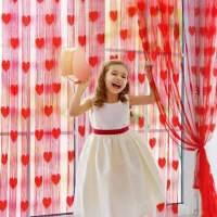 Love Heart String Curtain Window Door Divider Sheer Curtain Valance, Curtains Sets
