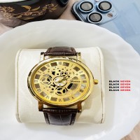 Nakid Jali Artificial Leather Wrist Watch for Men Brown