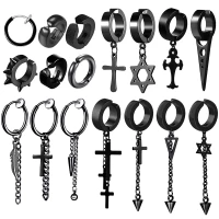 New Popular 1 piece Stainless Steel Painless Ear Clip Earrings For Men/Women Punk Black Non PiercingEarrings Jewelry Gifts