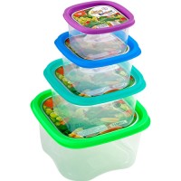 Transparent Plastic Rainbow Food Storage Box Container With Lid - 4pcs Set
