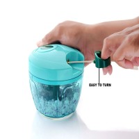 Large Handy and Compact Chopper Handy Quick Cutter for Kitchen, 3 Blade Stainless Steel, Pull String, Green (350ml)