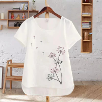 White Cotton Short Sleeve T-Shirt for Women