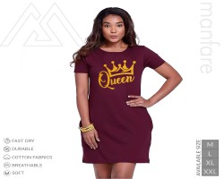 Manfare's Foil Printed Cotton Long T-Shirt For Women