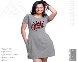 Manfare's Foil Printed Cotton Long T-Shirt For Women