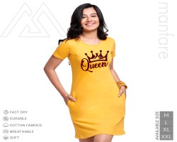 Manfare's Foil Printed Cotton Long T-Shirt For Women